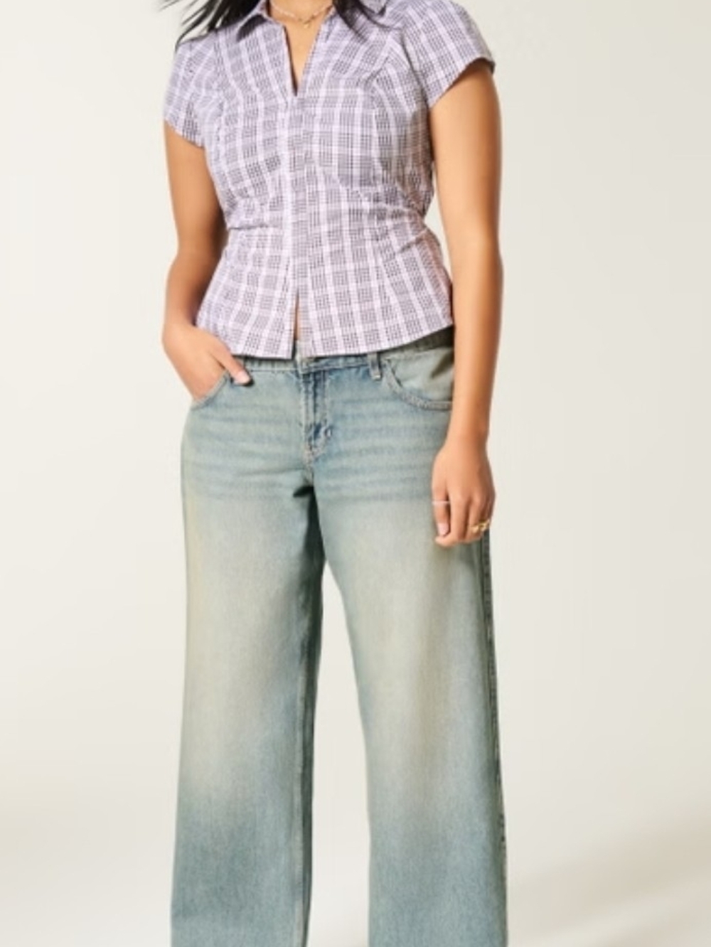 Hollister Low Rise Baggy Womens Jeans w24 - Light Blue Wash